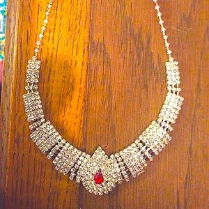 Vintage Elegant Silver and Red Necklace